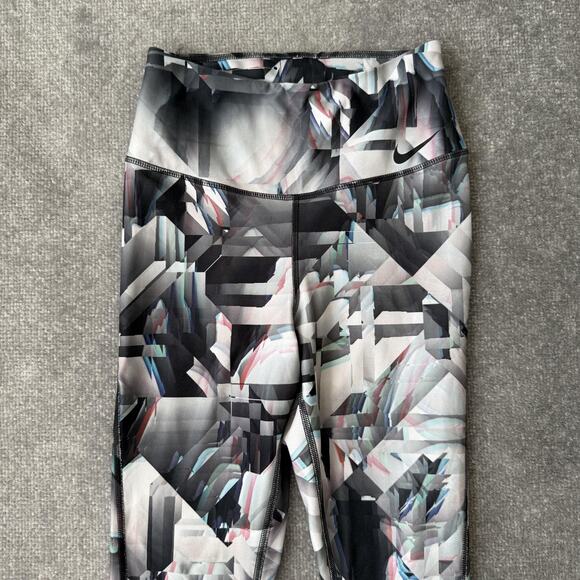 Nike Dri-Fit Legend Pant Womens Small Gray Geometric Athletic Leggings Running - Picture 2 of 13